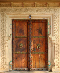 old wooden closed door