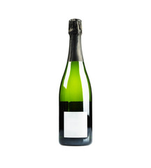 Champagne bottle with blank label