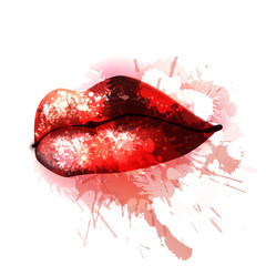 Lips with colorful splashes