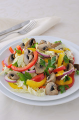 Vegetable salad with mushrooms
