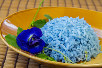 Blue Rice made from Butterfly Pea flower.