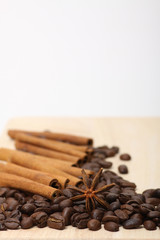 coffee beans on wooden surface