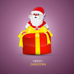 Christmas Background wit Santa and Gift Box