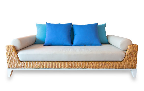 Rattan sofa  isolated, with clipping path