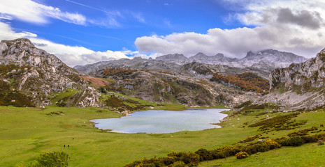 Ercina lake from the Picota of Enol in Asturias, Spain