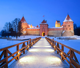 Trakai - historic city and lake resort in Lithuania - obrazy, fototapety, plakaty
