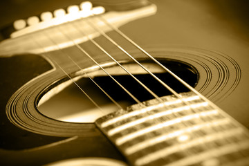 Obraz premium Wooden acoustic guitar