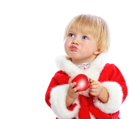 little girl dressed in Santa Claus