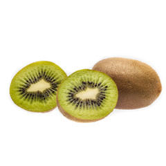Sliced kiwi fruit segment isolated on white background cutout