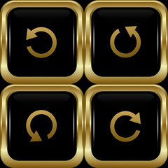 Set of the black gold return buttons.