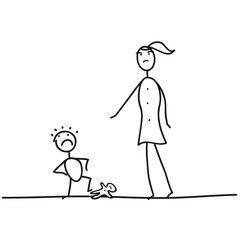 Erziehung - Trotzphase - Kind und Mutter im Disput. Auseinandersetzung zwischen Mutter und Sohn.