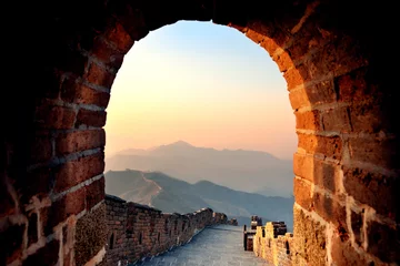 Schapenvacht deken met patroon Chinese Muur Great Wall morning