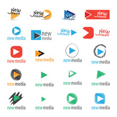 New Media Icons Set - Isolated On White Background