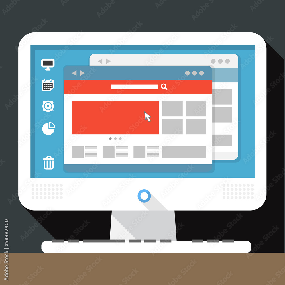 Poster Modern personal computer with open browser on desktop