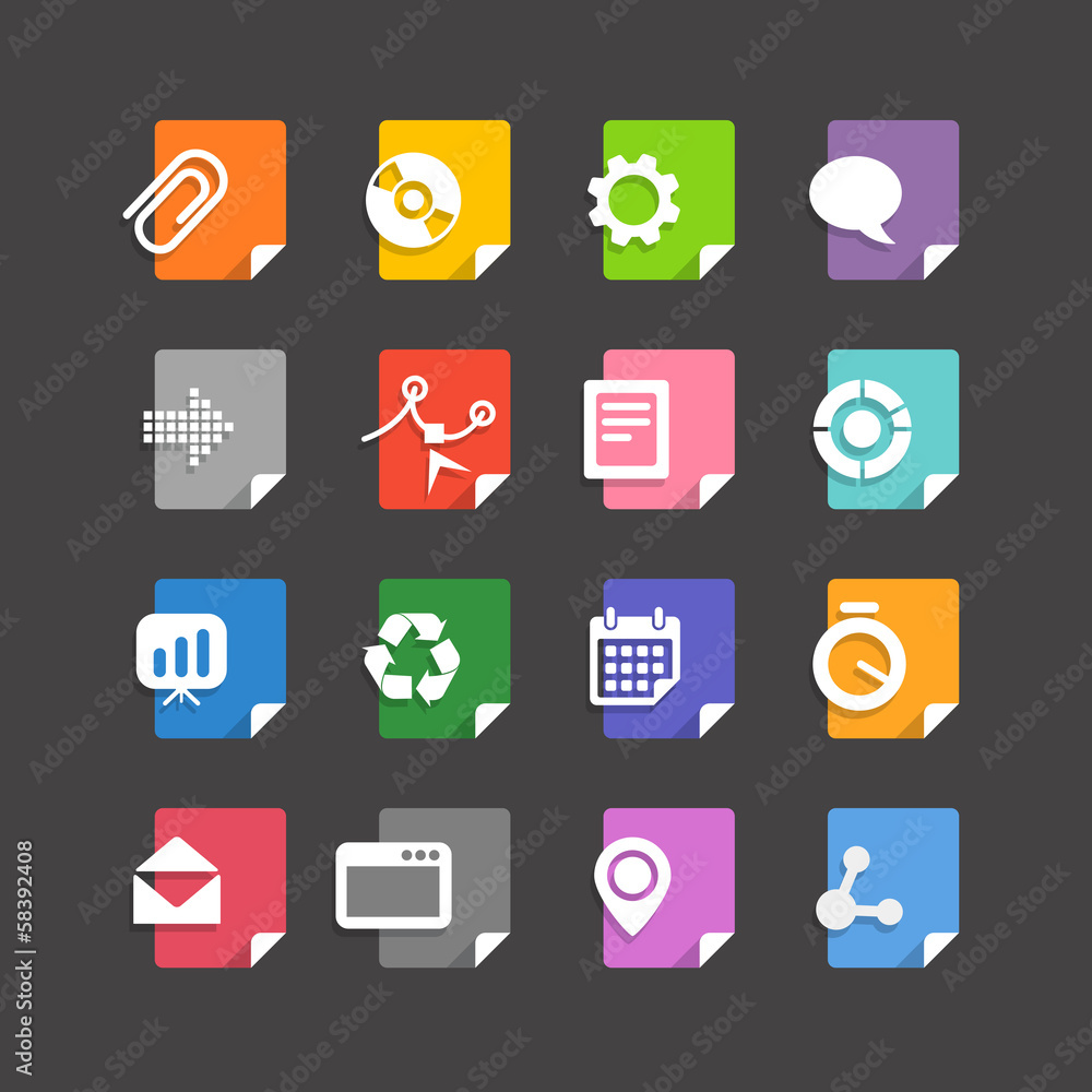 Poster Different file types icons set