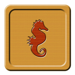 Bottone legno cavalluccio marino