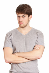 Portrait of a young man with questioning glance