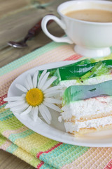 delicious creamy cake and coffee