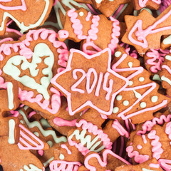 Homemade new year cookie with 2014 number