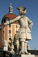 Statue of a Bugler in front of the Moritzburg Castle