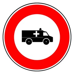 Ambulance dans un panneau rond