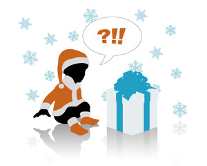 baby and a christmas gift