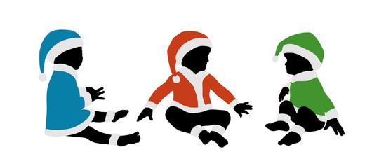 baby santa colorful silhouettes set 2