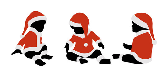 baby santa colorful silhouettes set 3