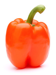 Orange sweet bell pepper isolated on white background cutout