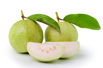Guava (tropical fruit) on white background