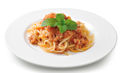 spaghetti pasta with tomato beef sauce