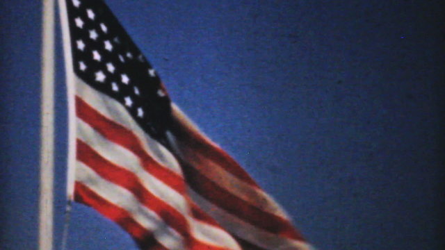 American Flag Flying In The Breeze-1940 Vintage 8mm film