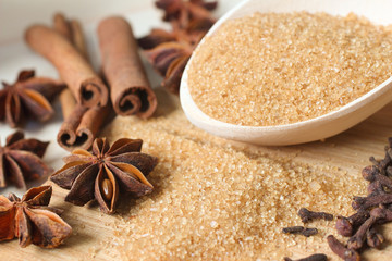 Brown sugar with sweet spices for bakery