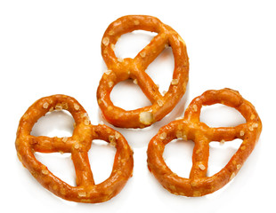 Tasty pretzels isolated on white - obrazy, fototapety, plakaty