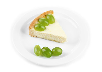 Slice of cheesecake with grape berries