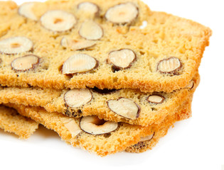 Biscotti with  nuts, isolated on white