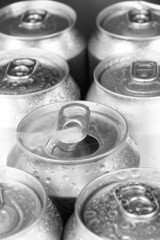 Top of open wet beer can close up