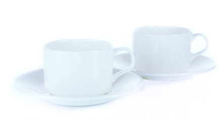 White cups isolated on white