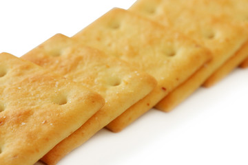 Delicious crackers isolated on white