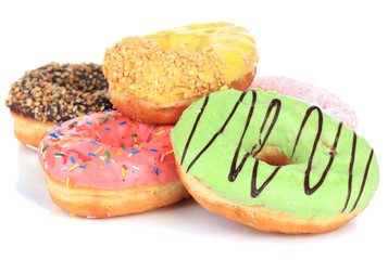 Sweet donuts isolated on white