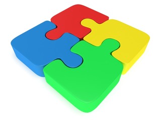3d color puzzle on white
