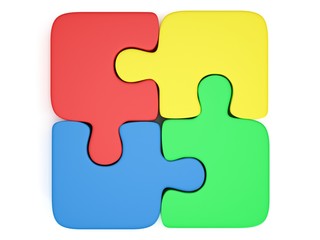 3d color puzzle on white
