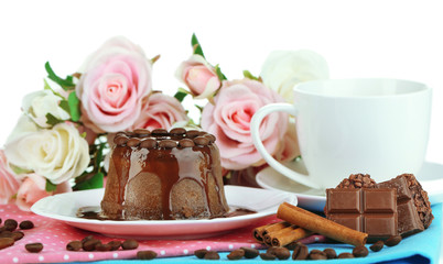 Yummy chocolate cake close-up