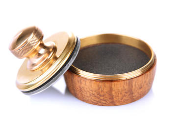 Wooden stamp, isolated on white