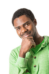 Portrait of African American Cheerful black man smiling isolated