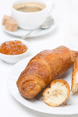 breakfast with fresh croissant and coffee