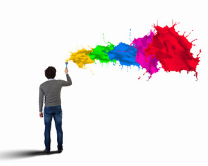 Young man and colour splash