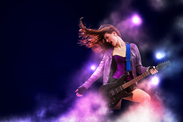 Rock passionate girl with black wings