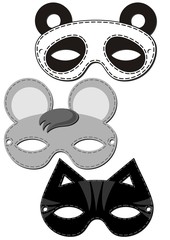 mysz kot panda karnawałowe maski izolowany zestaw