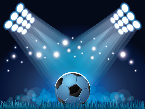 Stadium lights and soccer ball background